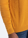 Ombre Clothing Horčicový pánsky základný sveter so stojacím golierom Ombre Clothing
