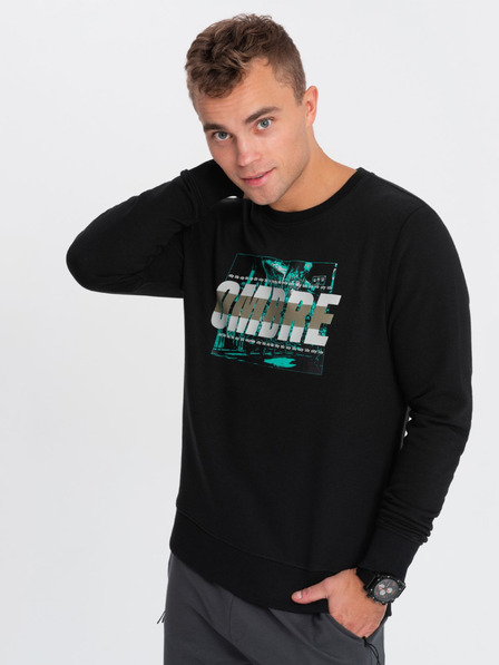 Ombre Clothing Čierna pánska mikina s potlačou Ombre Clothing
