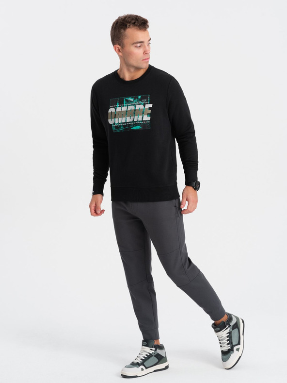 Ombre Clothing Čierna pánska mikina s potlačou Ombre Clothing