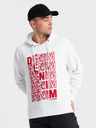 Ombre Clothing Červeno-biela pánska mikina s kapucňou a potlačou Ombre Clothing
