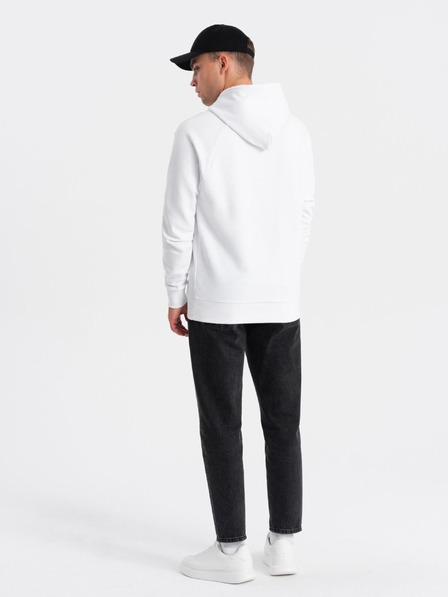 Ombre Clothing Červeno-biela pánska mikina s kapucňou a potlačou Ombre Clothing