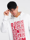 Ombre Clothing Červeno-biela pánska mikina s kapucňou a potlačou Ombre Clothing