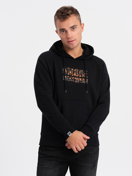 Ombre Clothing Čierna pánska mikina s kapucňou Ombre Clothing