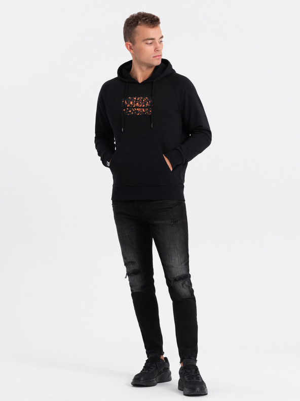 Ombre Clothing Čierna pánska mikina s kapucňou Ombre Clothing