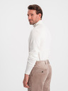 Ombre Clothing Krémový pánsky základný rolák Oblečenie Ombre