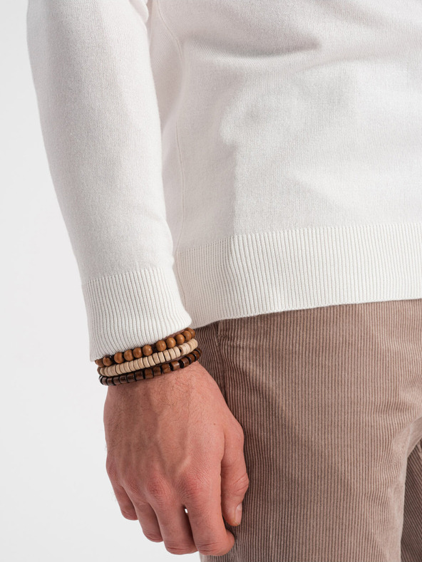 Ombre Clothing Krémový pánsky základný rolák Oblečenie Ombre