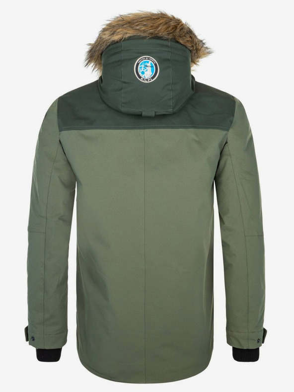 Kilpi Zelená pánska zimná bunda s umelou kožušinou Kilpi ALPHA