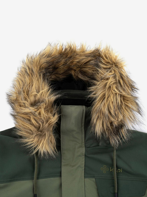 Kilpi Zelená pánska zimná bunda s umelou kožušinou Kilpi ALPHA