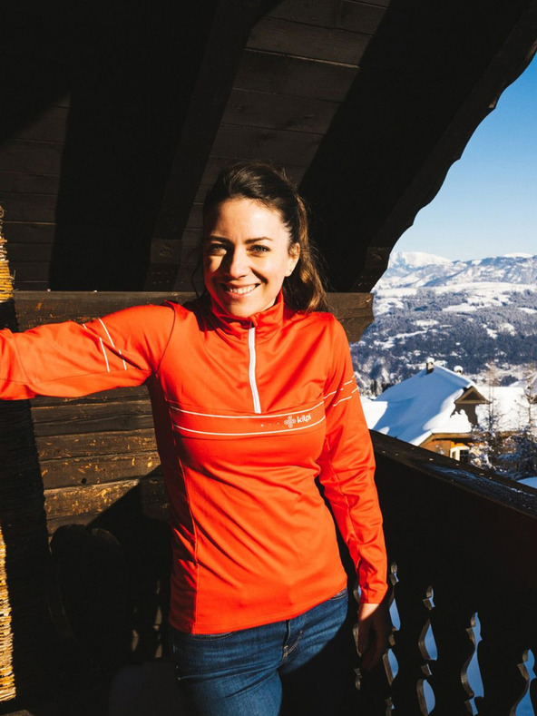 Kilpi Červené dámske športové tričko s rolákom KILPI LEEMA