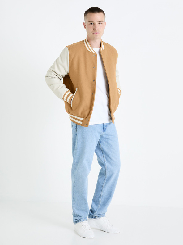 Celio Pánsky béžový bomber zo zmesi vlny Celio Fuvarsi