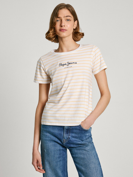 Pepe Jeans Žlto-biela dámska pruhovaná košeľa Pepe Jeans
