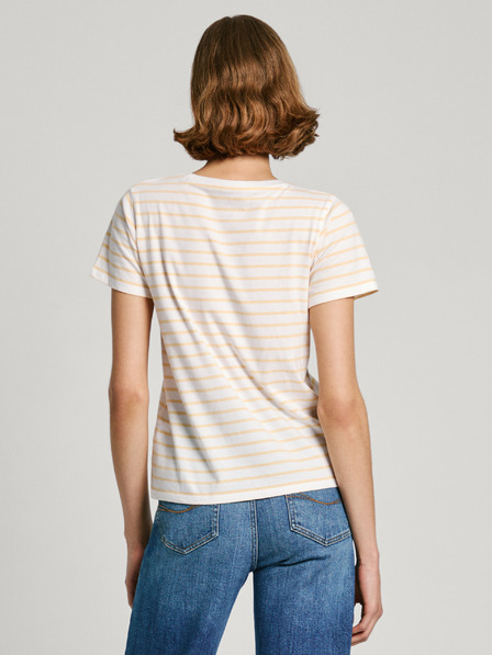 Pepe Jeans Žlto-biela dámska pruhovaná košeľa Pepe Jeans