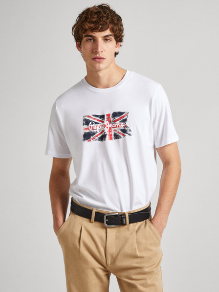 Pepe Jeans Biele pánske tričko Pepe Jeans
