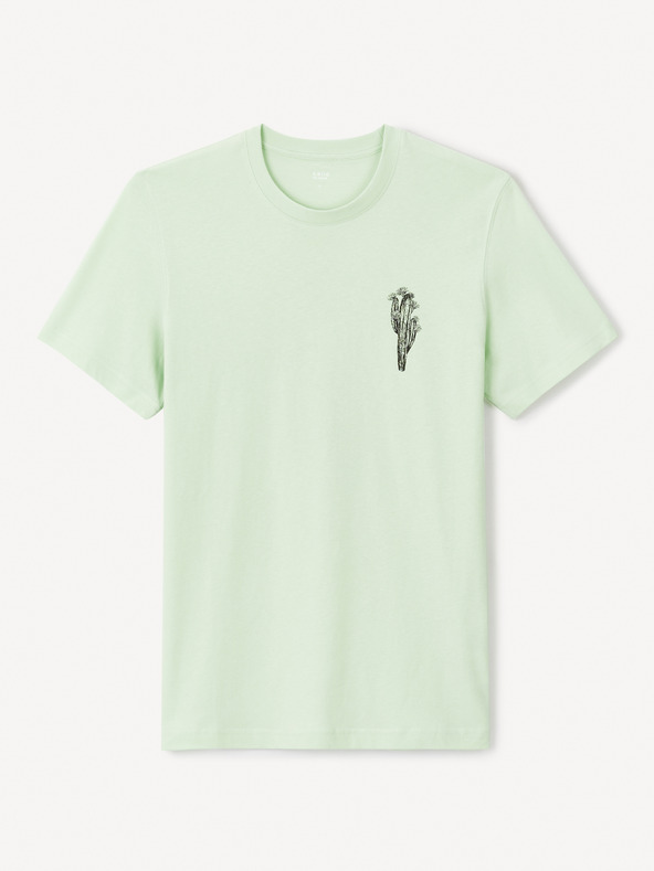 Celio Svetlozelené pánske tričko Celio Jebeach