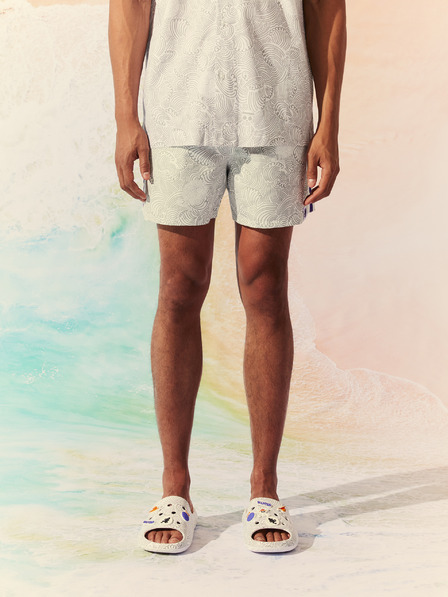 Celio Biele pánske vzorované plavky Celio One Piece