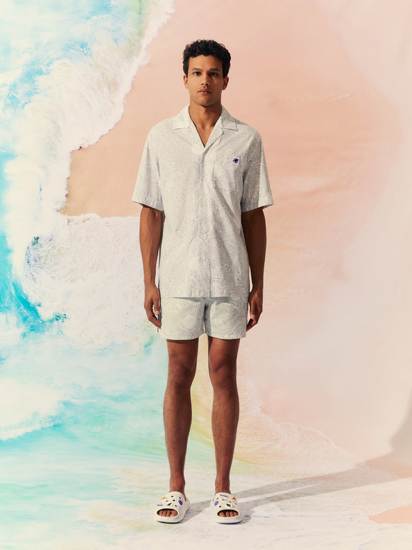 Celio Biele pánske vzorované plavky Celio One Piece