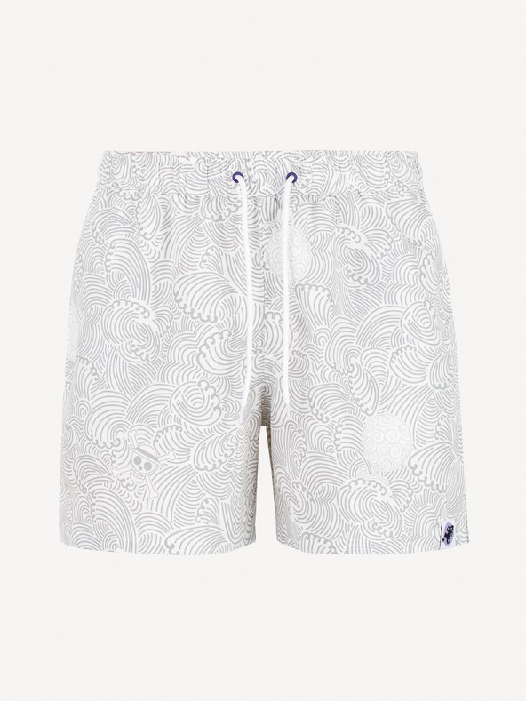 Celio Biele pánske vzorované plavky Celio One Piece