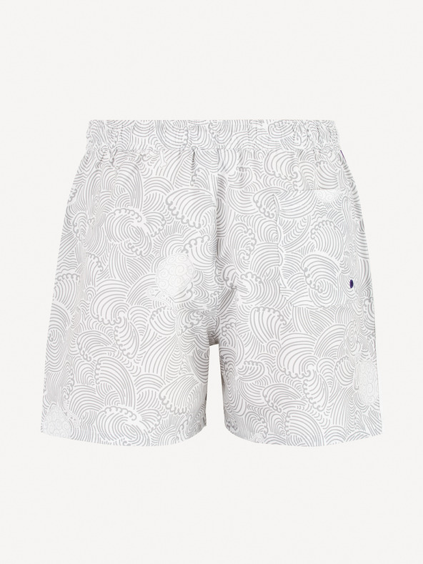 Celio Biele pánske vzorované plavky Celio One Piece