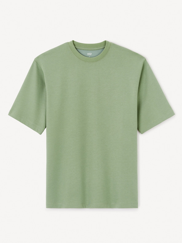 Celio Zelené pánske tričko oversize Celio Gehem