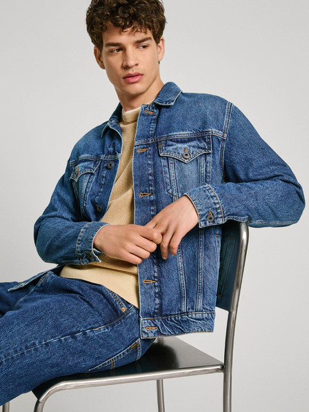 Pepe Jeans Modrá pánska džínsová bunda Pepe Jeans