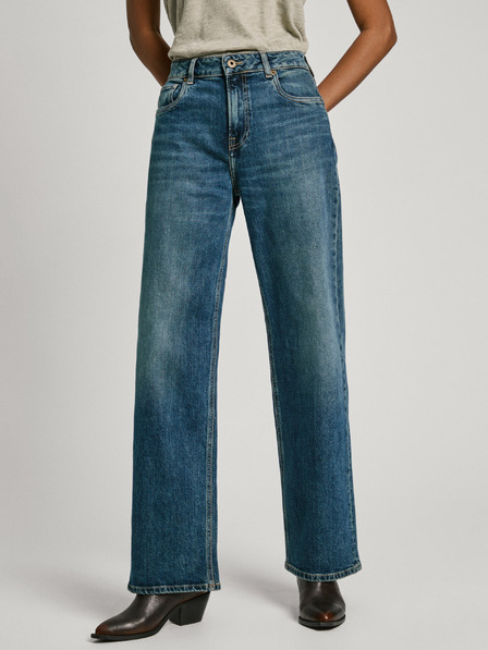 Pepe Jeans Modré dámske široké džínsy Pepe Jeans