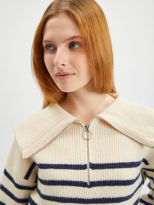 Orsay Krémový dámsky pruhovaný kardigán ORSAY