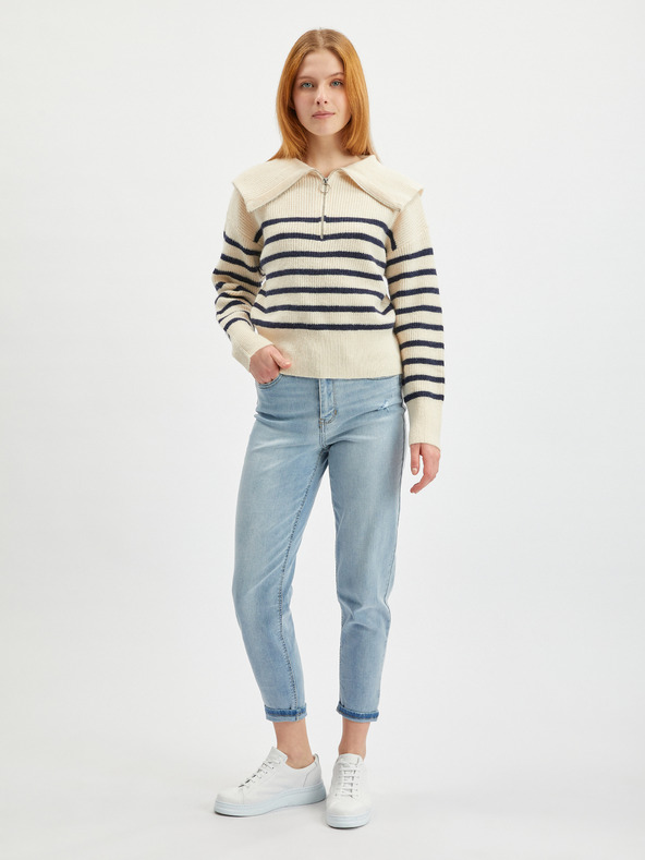 Orsay Krémový dámsky pruhovaný kardigán ORSAY