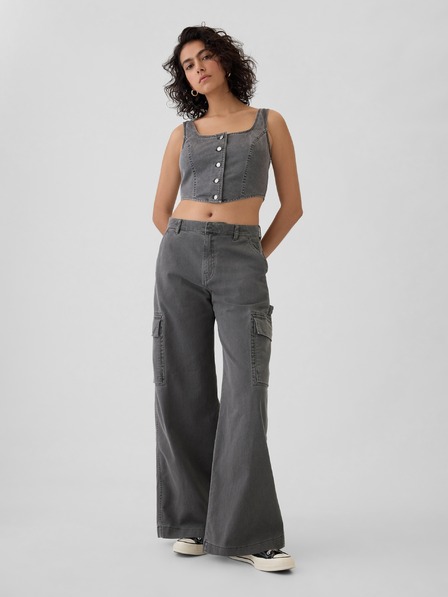 GAP Nohavice s vreckami Baggy Khaki Cargo GAP