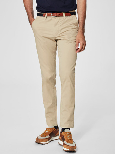 SELECTED Béžové slim fit chino nohavice Selected Homme Yard
