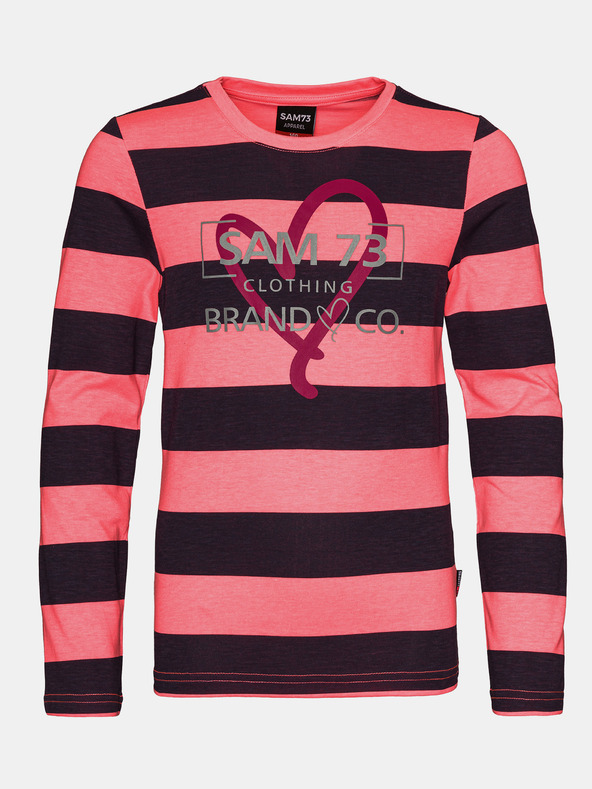 Sam 73 Ružové a sivé dievčenské pruhované tričko SAM 73 Hope