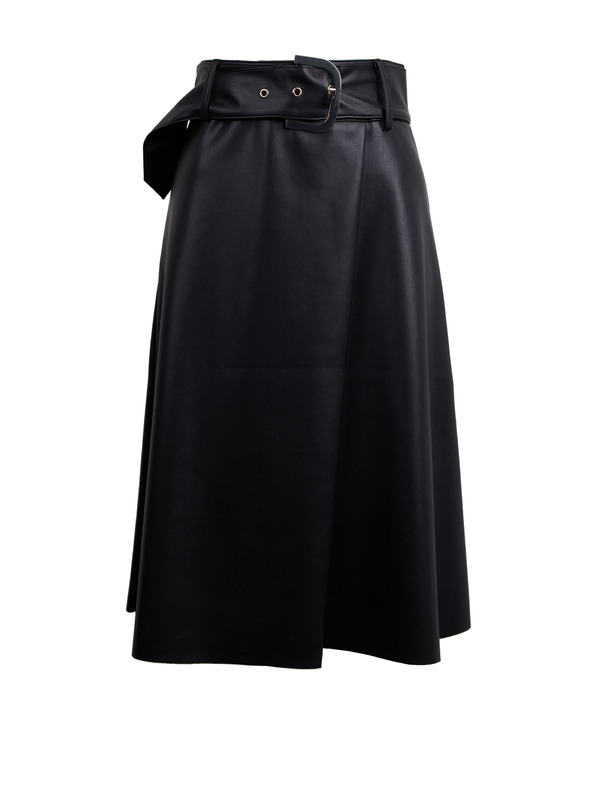 Orsay Čierna dámska koženková sukňa ORSAY