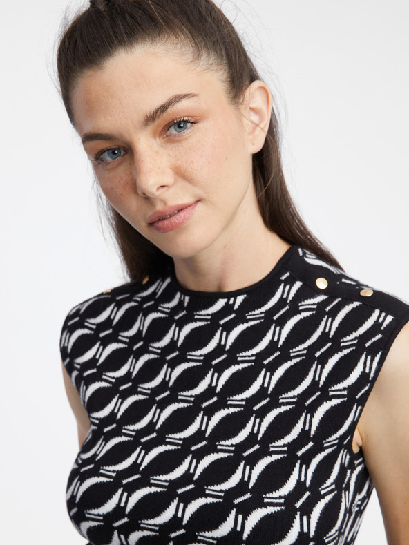 Orsay Bielo-čierny dámsky vzorovaný svetrový top ORSAY