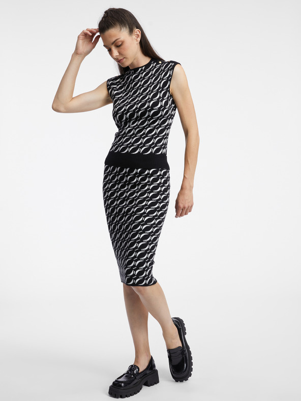 Orsay Bielo-čierny dámsky vzorovaný svetrový top ORSAY