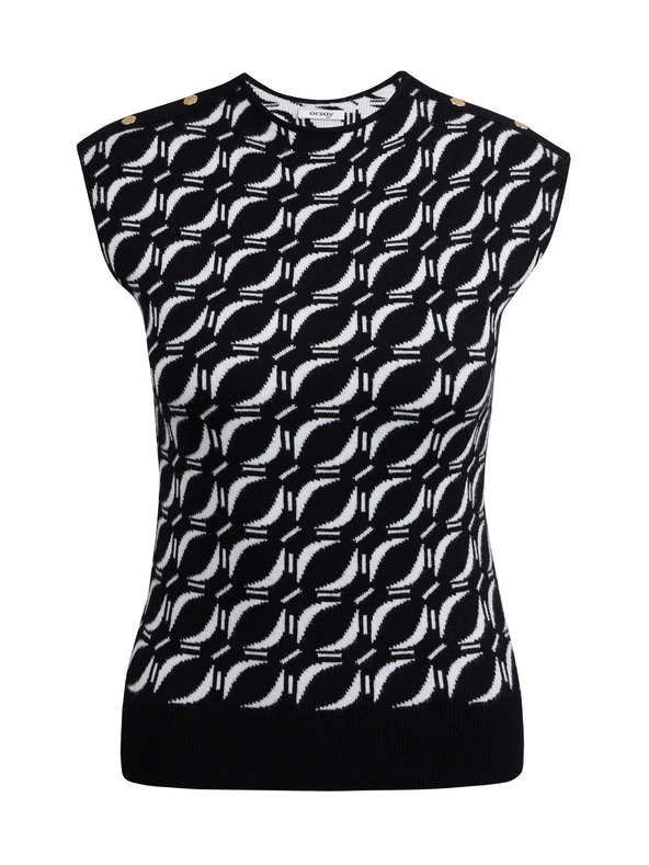 Orsay Bielo-čierny dámsky vzorovaný svetrový top ORSAY