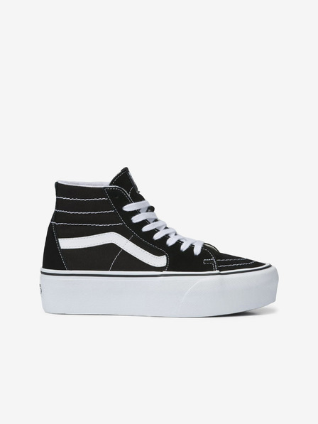 Vans Čierne dámske členkové kožené tenisky na platforme VANS Sk8-Hi Tapered Stackform