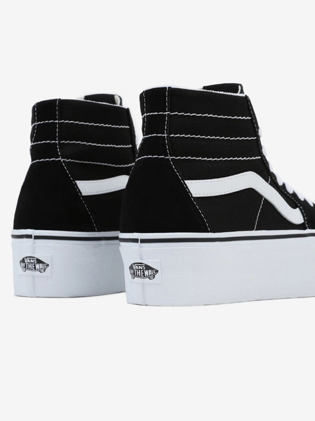 Vans Čierne dámske členkové kožené tenisky na platforme VANS Sk8-Hi Tapered Stackform