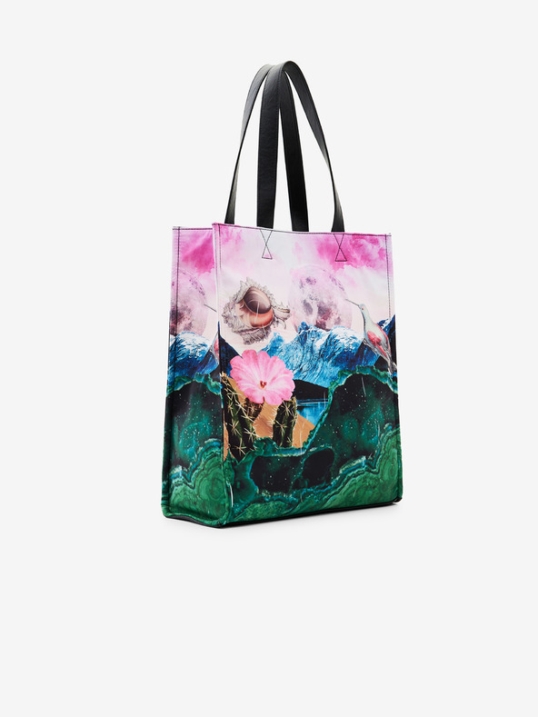 Desigual Zeleno-ružová dámska vzorovaná shopper Desigual Paisaje Surreal
