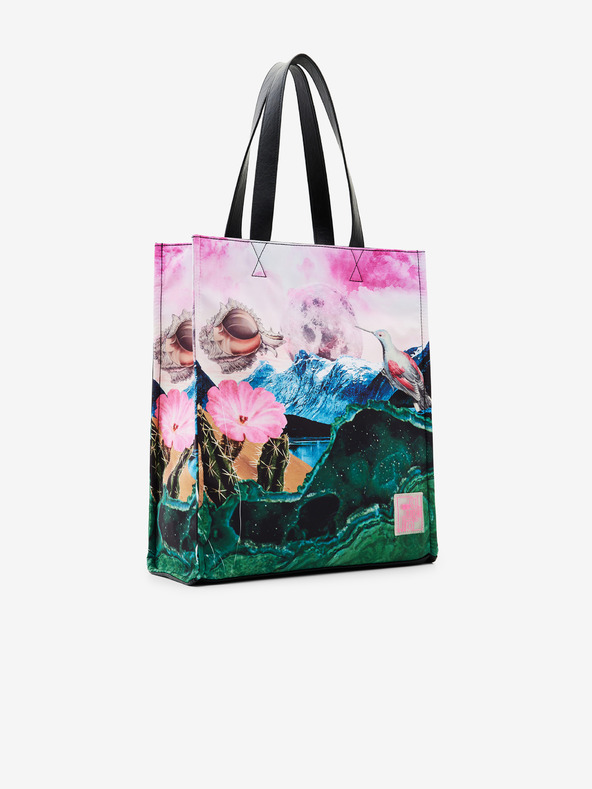 Desigual Zeleno-ružová dámska vzorovaná shopper Desigual Paisaje Surreal
