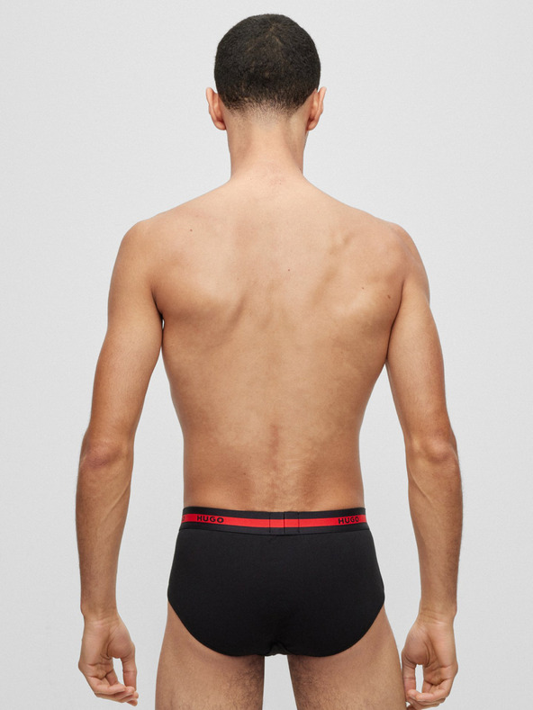 HUGO Súprava troch pánskych slipov v čiernej, červenej a bielej farbe HUGO
