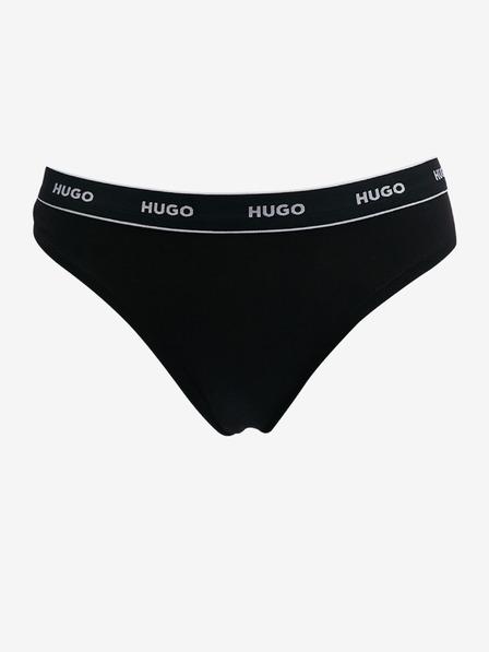 HUGO Súprava troch dámskych tangáčov v čiernej farbe HUGO