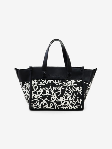 Desigual Krémovo-čierna dámska kabelka Desigual s nápisom Guimar Mini Patterned