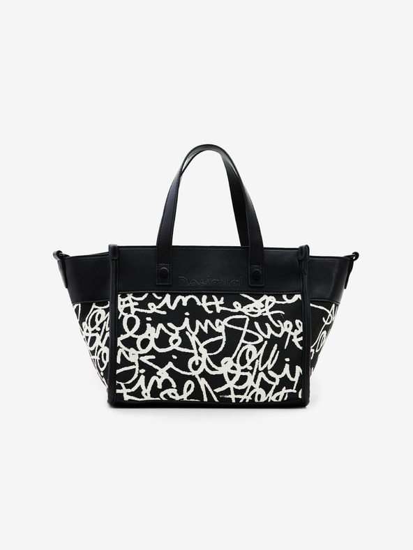 Desigual Krémovo-čierna dámska kabelka Desigual s nápisom Guimar Mini Patterned
