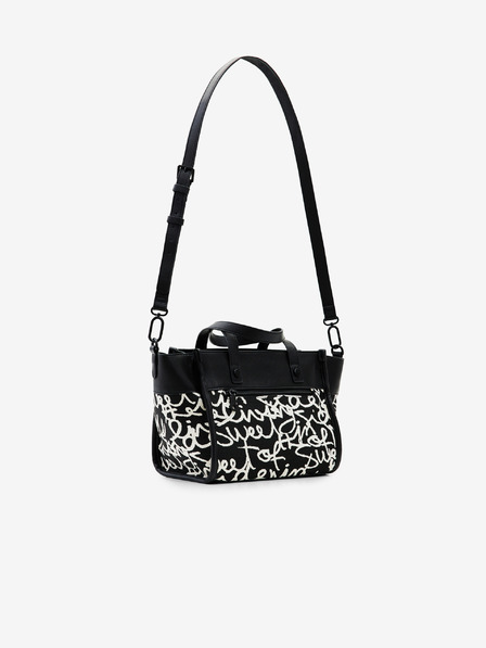 Desigual Krémovo-čierna dámska kabelka Desigual s nápisom Guimar Mini Patterned