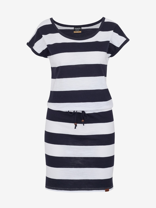 Sam 73 Bielo-modré dámske pruhované šaty SAM 73 Reyna