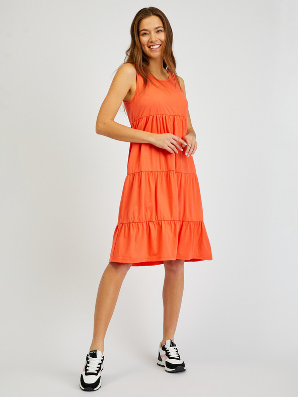 Sam 73 Oranžové dámske letné šaty s volánom SAM 73 Chantal