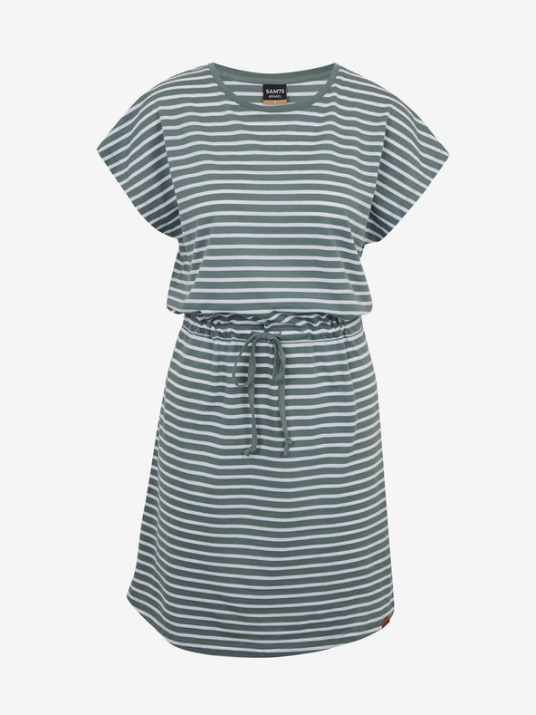 Sam 73 Bielo-zelené dámske pruhované šaty so zaväzovaním SAM73 Sagitta
