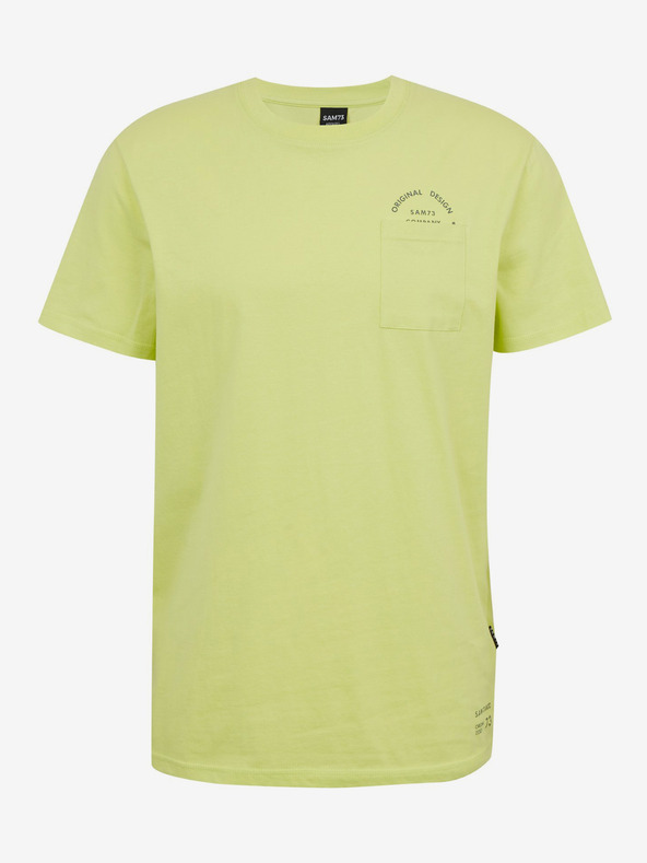 Sam 73 Žlté pánske bavlnené tričko s vreckom SAM73 Fenaklid