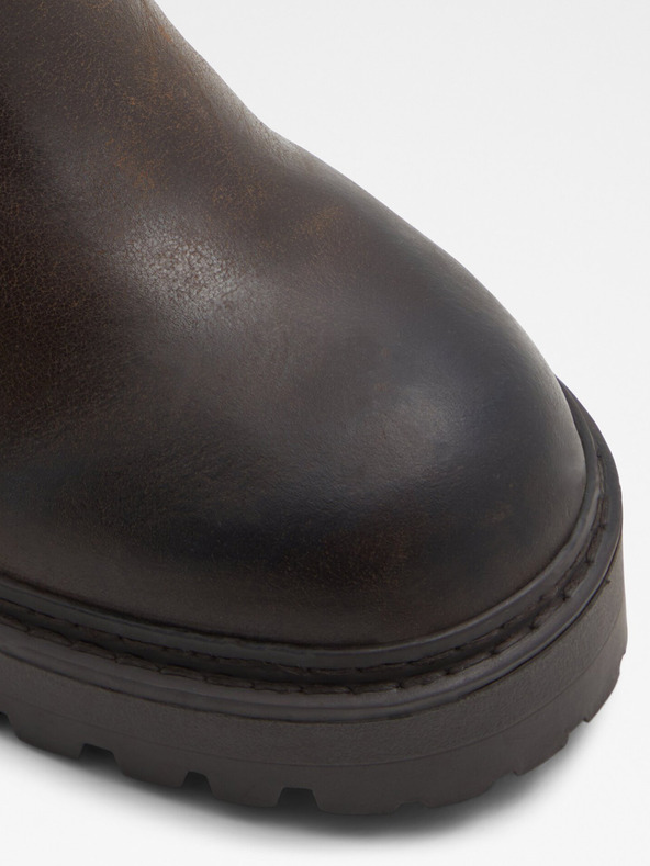 Aldo Tmavohnedé dámske kožené členkové topánky ALDO Palomina