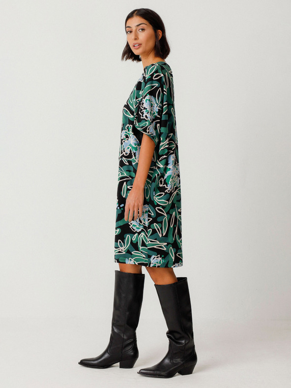 SKFK Zelené dámske kvetinové šaty SKFK Vestido Geaxi