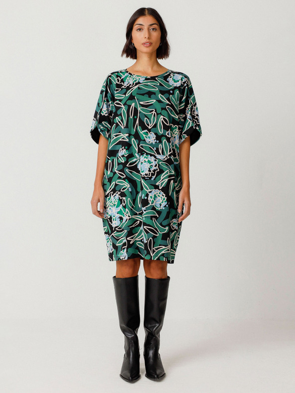 SKFK Zelené dámske kvetinové šaty SKFK Vestido Geaxi
